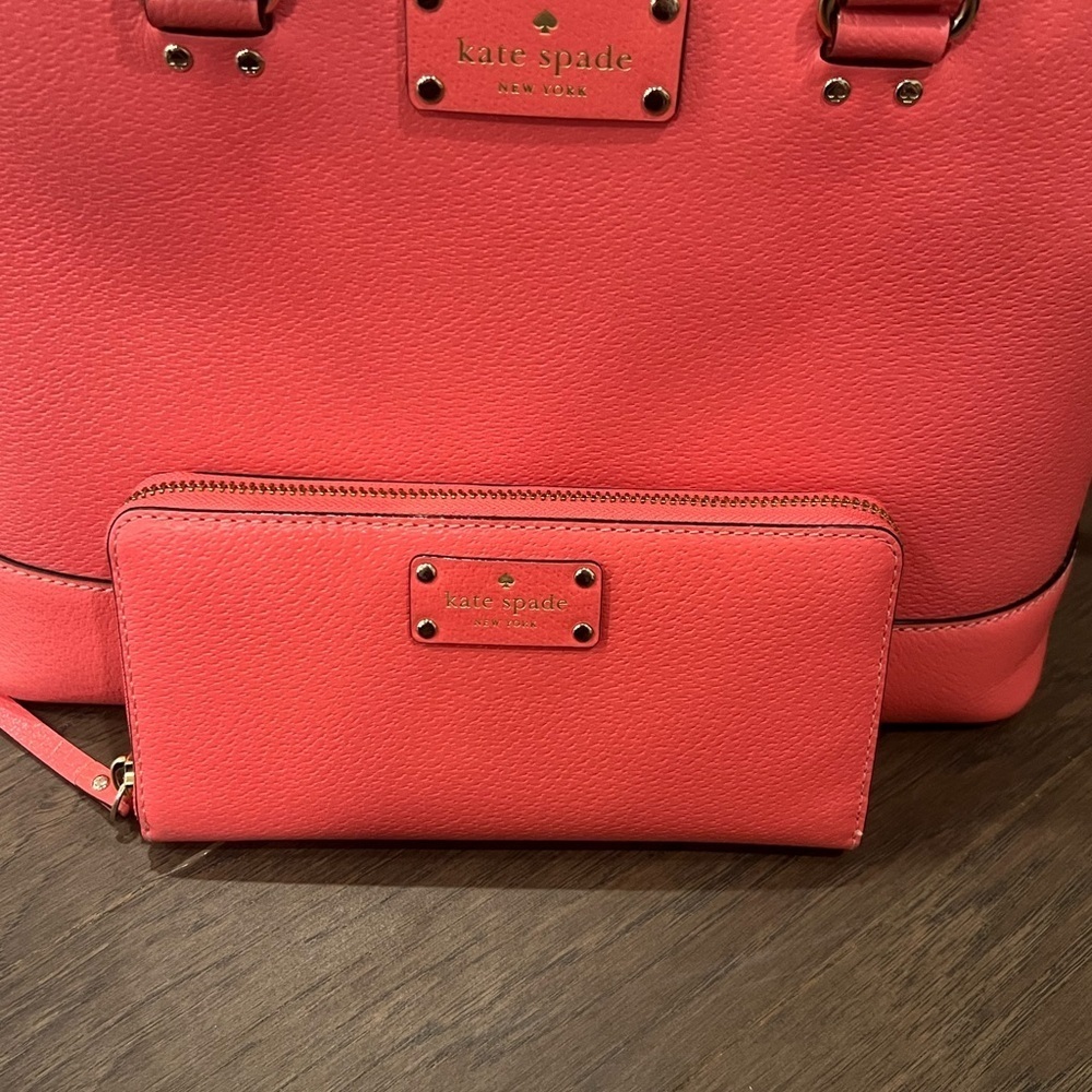 Kate Spade Vibrant Coral Satchel and Wallet - Picture 2 of 8